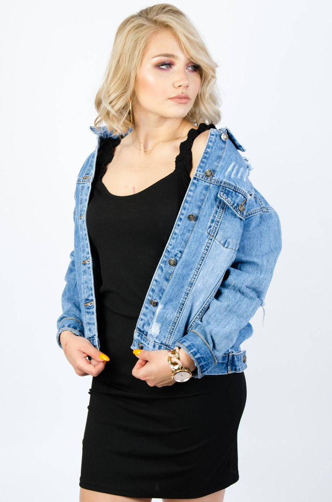 KURTKA JEANSOWA Z ROZCIĘCIAMI NA ŁOKCIACH