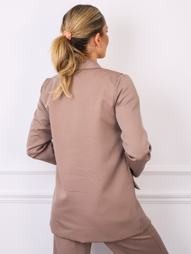 KOMPLET ELEGANCKI MARYNARKA+ SPODNIE- BROSZKA GRATIS- FANGO