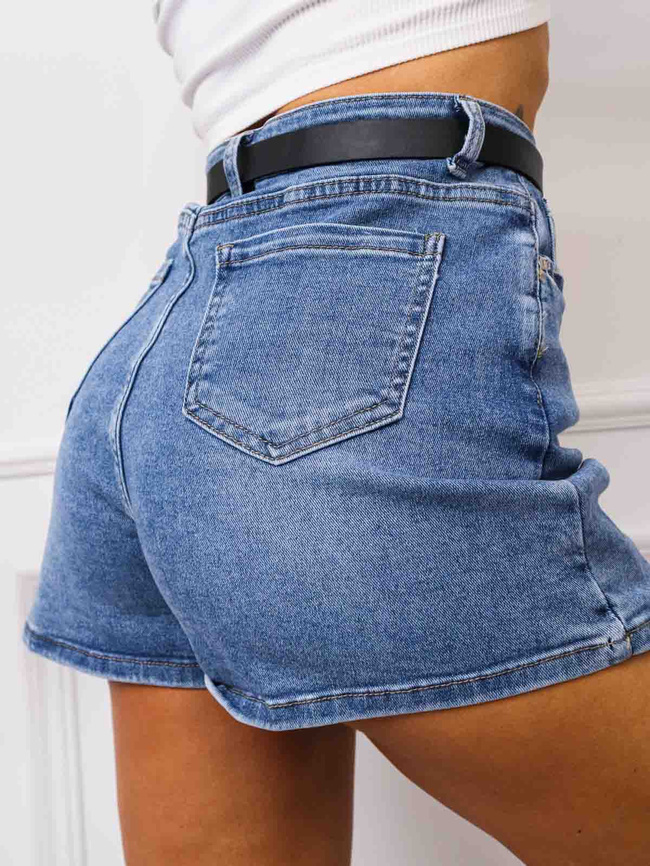 JEANSOWE SPÓDNICO-SPODENKI Z OZDOBNYM SZWEM NA BOKU+ PASEK