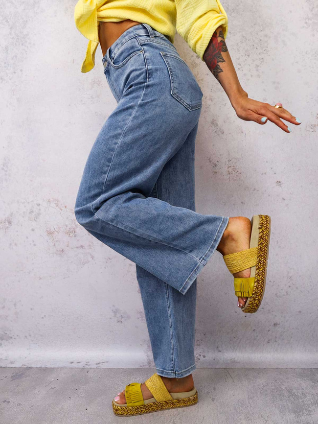 SPODNIE JEANSOWE Z SZEROKIMI NOGAWKAMI I WYSOKIM STANEM