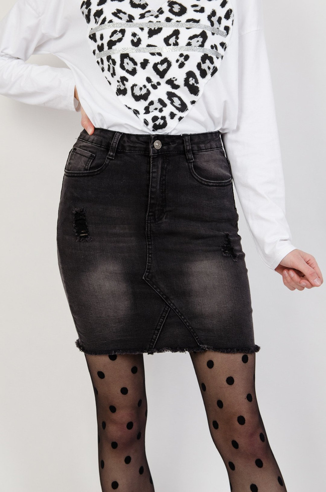 Ciemnoszara spódnica jeansowa