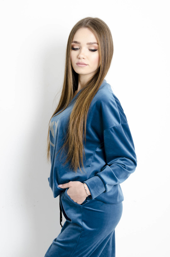 KOMPLET DRESOWY WELUROWY TURKUSOWY