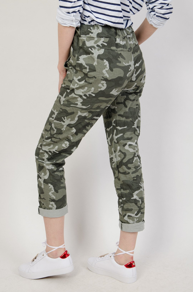 Zielono-srebrne spodnie moro