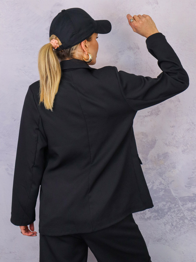 KOMPLET ELEGANCKI MARYNARKA+ SPODNIE- CZARNY