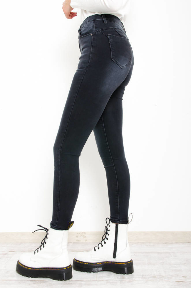 CIEMNO-SZARE JEANSOWE SPODNIE TYPU PUSH UP