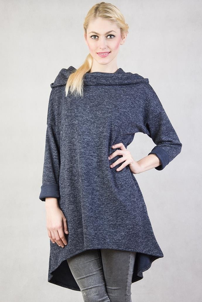 Granatowa, asymetryczna tunika