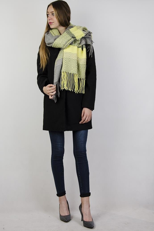 Szal szaro-limonkowy