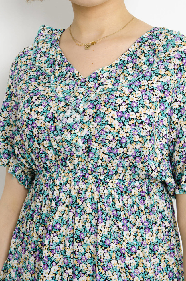 SUKIENKA MINI W KWIATY - FIOLETOWA