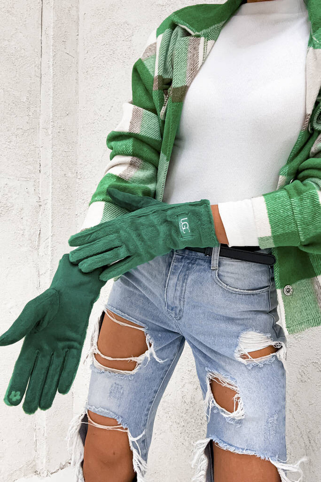 ZAMSZOWE RĘKAWICZKI Z NASZYWKĄ LGC- ZIELONE