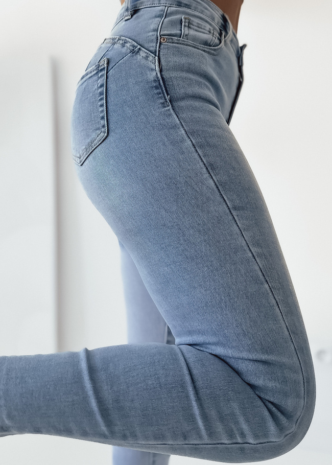 JASNE SPODNIE JEANSOWE SKINNY- WYSOKI STAN