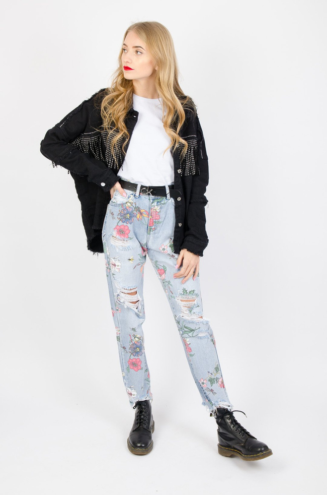 SPODNIE W KWIATY TYPU RELAXED FIT