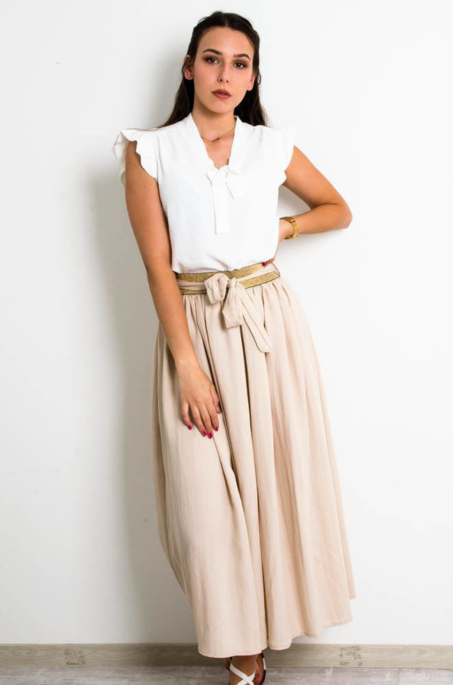 BIAŁA ELEGANCKA BLUZKA KOSZULOWA Z WIĄZANIEM