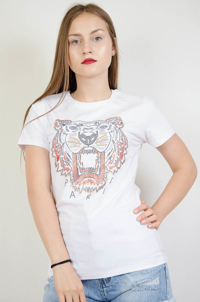 Biały T-shirt z tygrysem