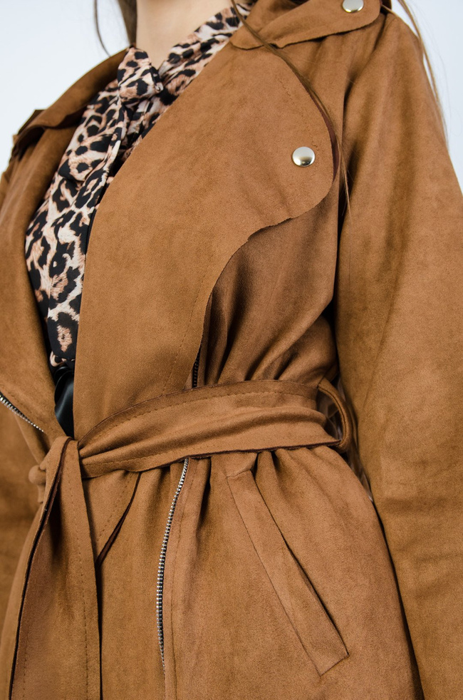 Płaszcz z imitacji zamszu