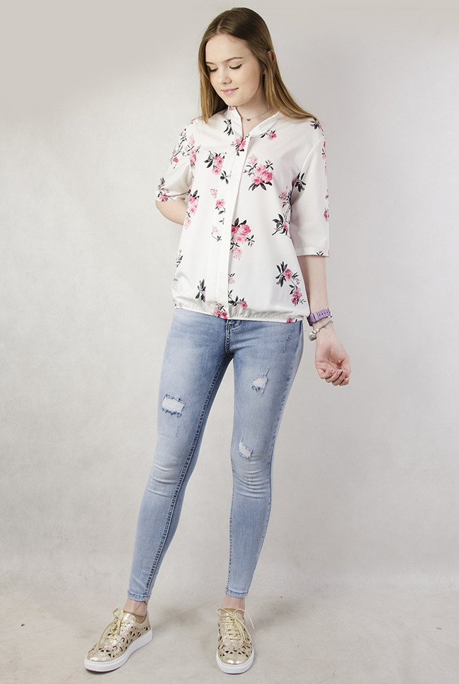 Jasne spodnie jeansowe typu push up z dziurami