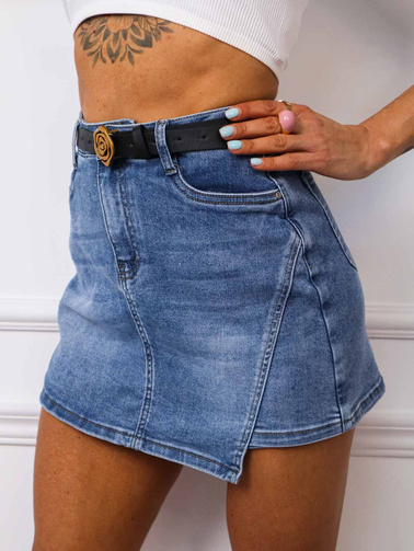 JEANSOWE SPÓDNICO-SPODENKI Z OZDOBNYM SZWEM NA BOKU+ PASEK