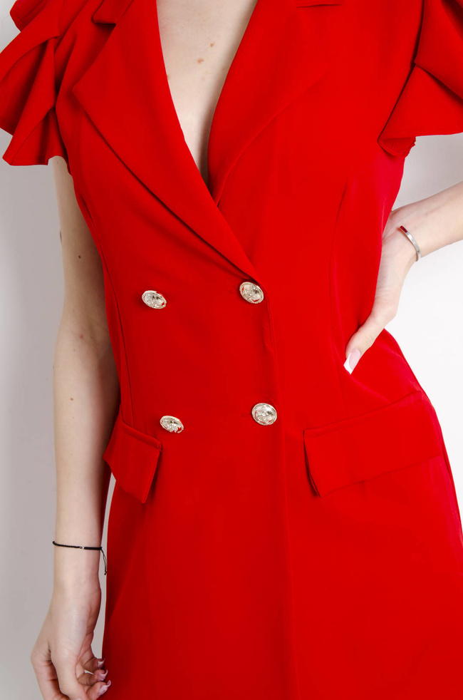 SUKIENKA MARYNARKOWA Z GUZIKAMI CZERWONA