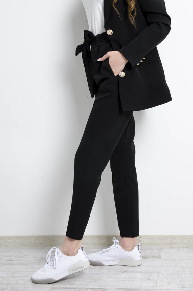 KOMPLET CZARNY MARYNARKA+ SPODNIE 