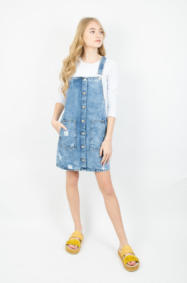 JEANSOWA OGRODNICZKA Z GUZIKAMI