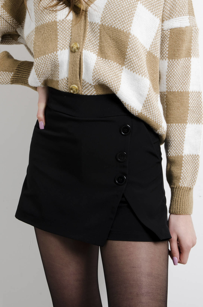 SPÓDNICO-SPODENKI ELEGANCKIE Z WYSOKIM STANEM- CZARNE