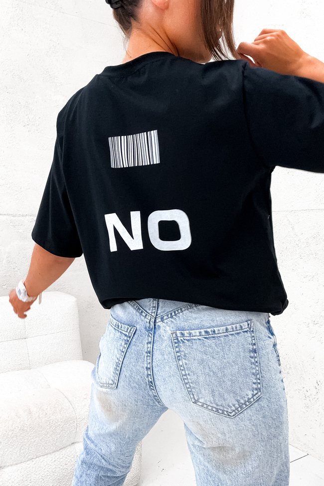 T-SHIRT Z KODEM KRESKOWYM YES-NO- CZARNA