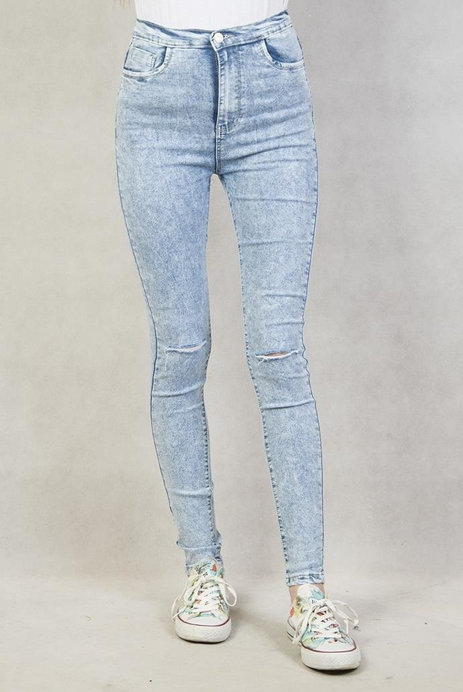 Spodnie dekatyzowane z przecięciami na kolanach