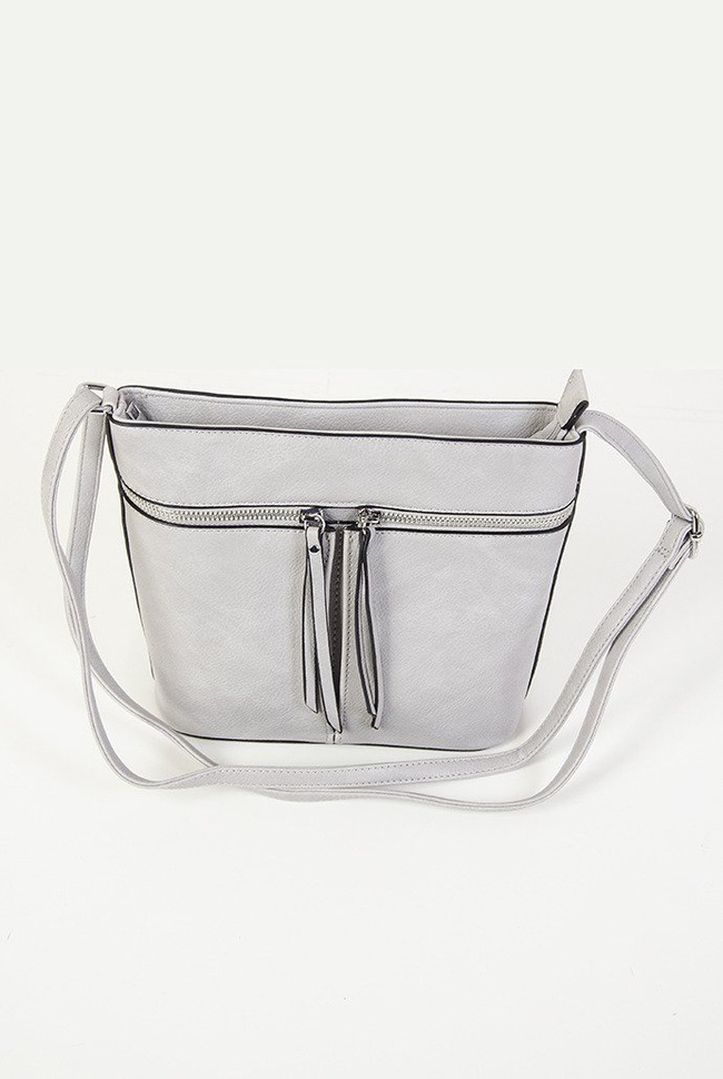 Mała szara torebka z zamkami