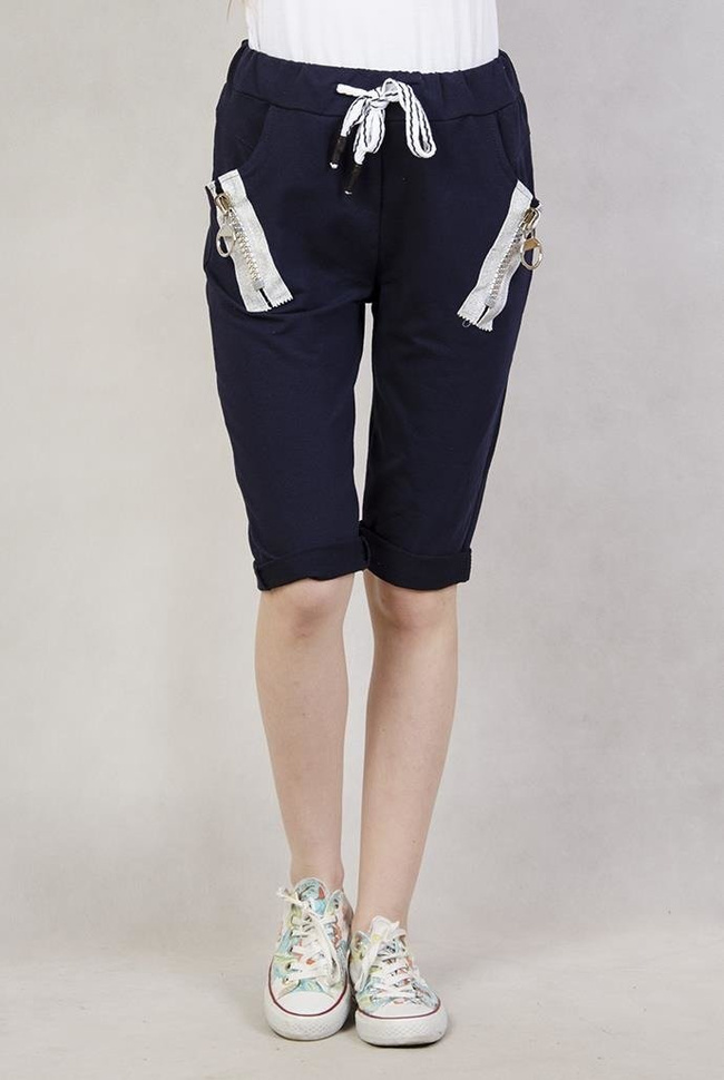 Spodenki dresowe za kolano granatowe