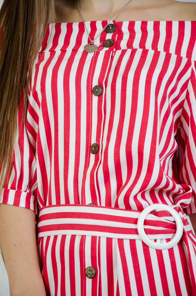 SUKIENKA HISZPANKA W BIAŁO CZERWONE PASKI