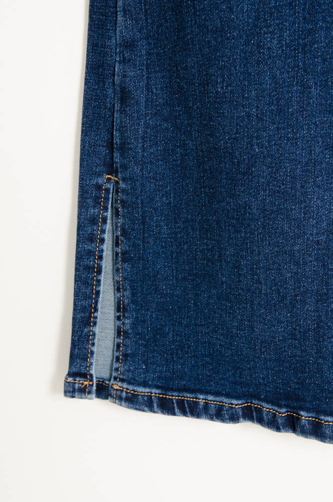 NIEBIESKIE SPODNIE JEANSOWE DZWONY Z WYSOKIM STANEM