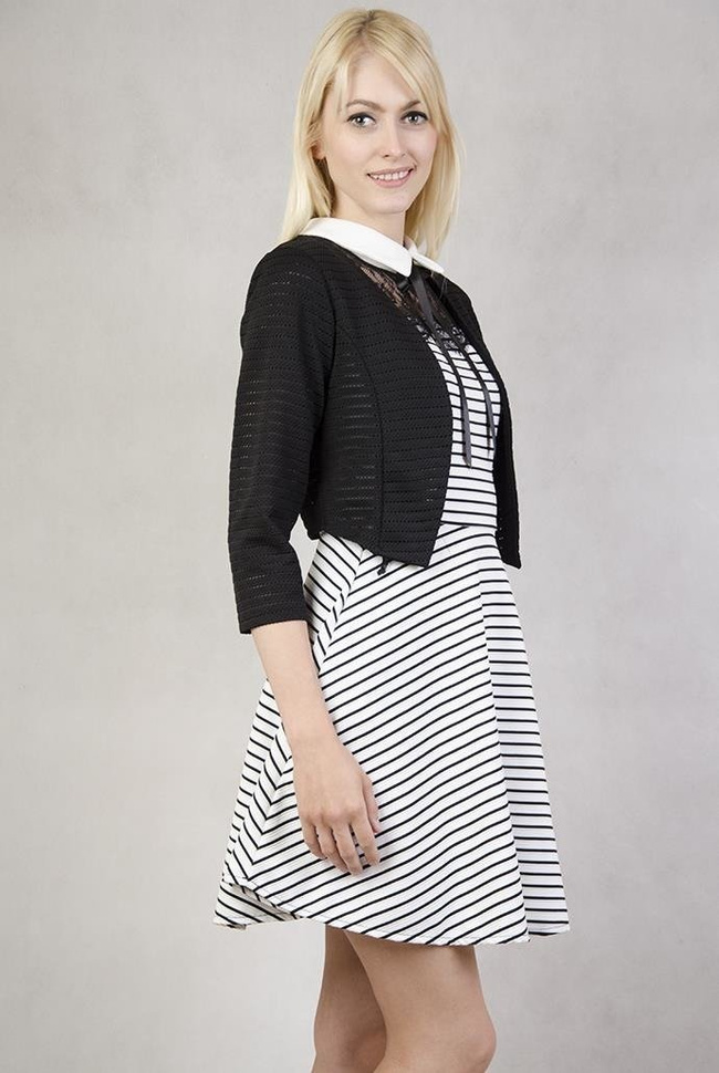 Bolerko czarne z dziurkowanego materiału