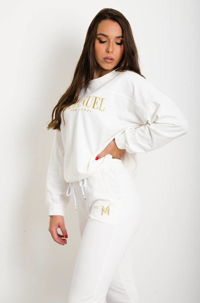 BIAŁY KOMPLET DRESOWY  Z LOGO LAMANUEL