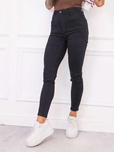 SPODNIE JEANSOWE SKINNY Z WYSOKIM STANEM- CZARNE