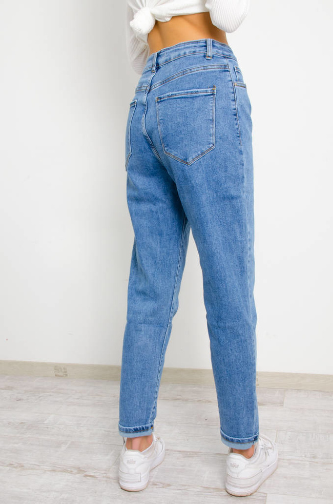 SPODNIE JEANSOWE MOM STRETCH- WYSOKI STAN