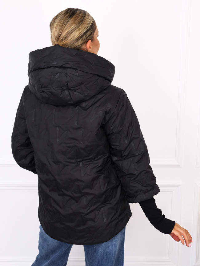 KURTKA ASYMETRYCZNA Z PRZEDŁUŻONYMI ŚCIĄGACZAMI PRZY RĘKAWACH- CZARNA