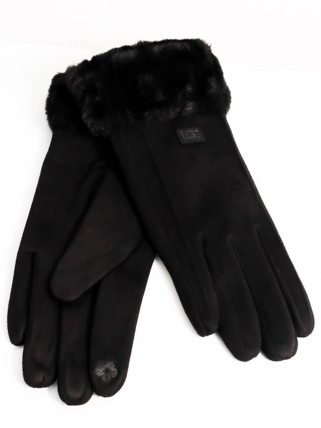 RĘKAWICZKI PALCZATKI Z FUTERKIEM Z LOGIEM LGC-CZARNE