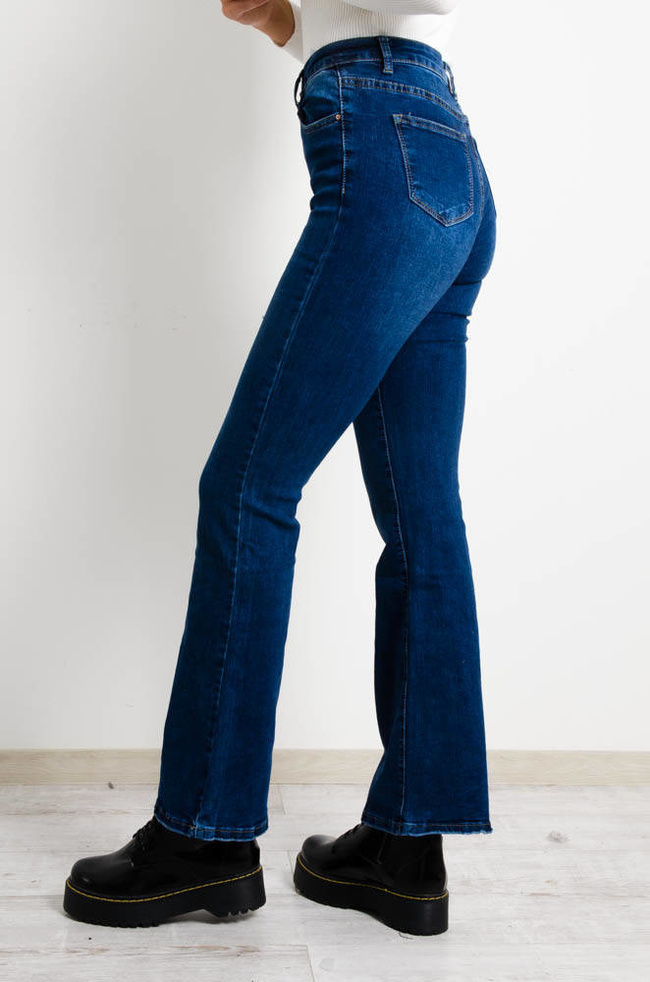 NIEBIESKIE SPODNIE JEANSOWE DZWONY- SZEROKA NOGAWKA