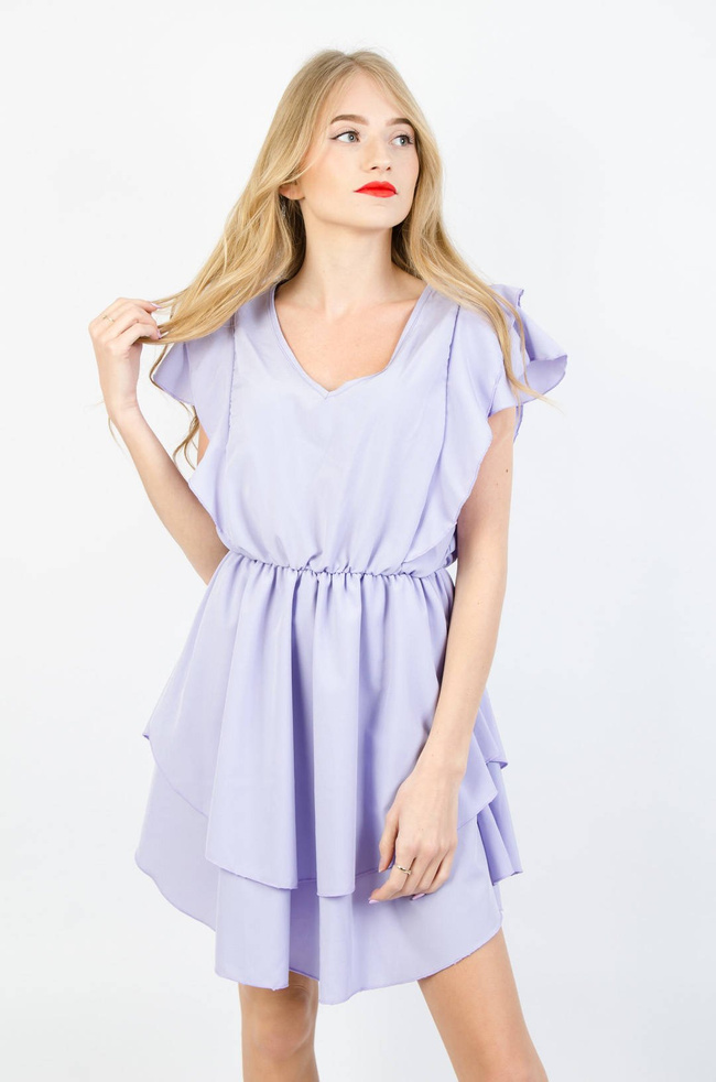 FIOLETOWA SUKIENKA BUTTERFLY Z FALBANAMI