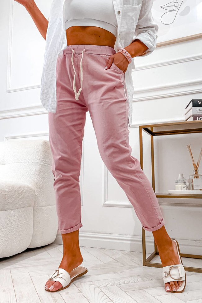 SPODNIE MATERIAŁOWE- RÓŻOWE