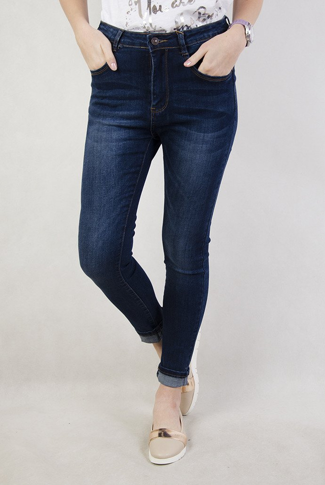 (Rozmiary L-XXXXL) Spodnie jeansowe z wysokim stanem