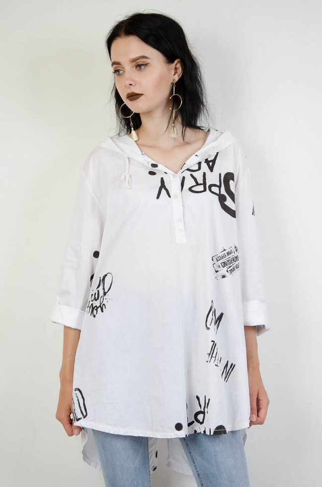 BIAŁA DŁUGA BLUZKA Z NAPISAMI