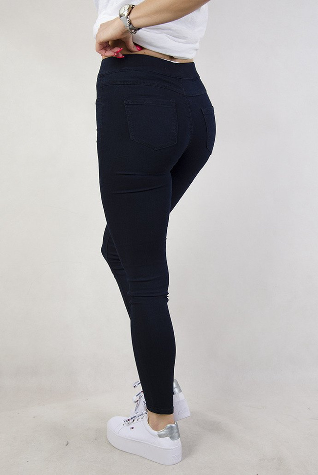 Granatowe tregginsy z wysokim stanem