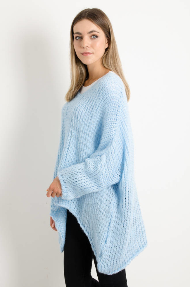 SWETER ASYMETRYCZNY OVERSIZE- NIEBIESKI