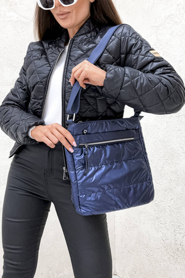 TORBA PIKOWANA Z OZDOBNM ZAMKIEM- GRANATOWA