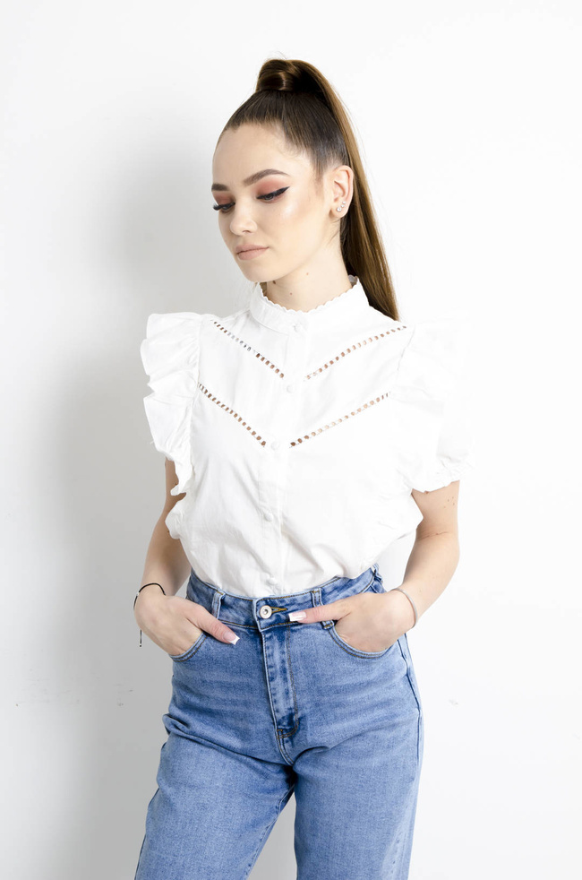 BLUZKA KOSZULOWA Z BUFIASTYMI RĘKAWAMI