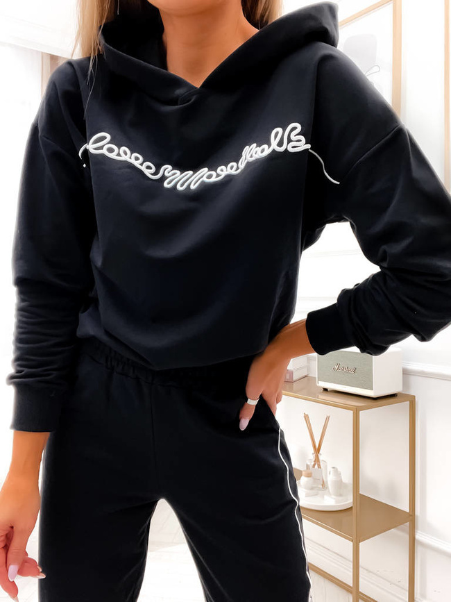 KOMPLET DRESOWY Z WYSZYWANYMI NAPISAMI- CZARNY