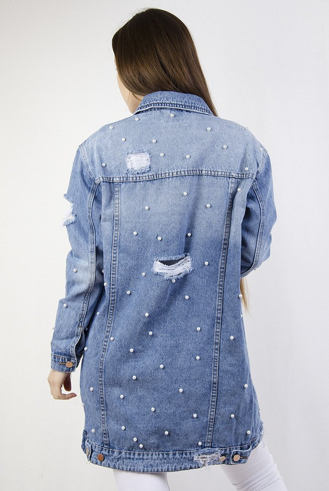 Kurtka jeansowa z perełkami