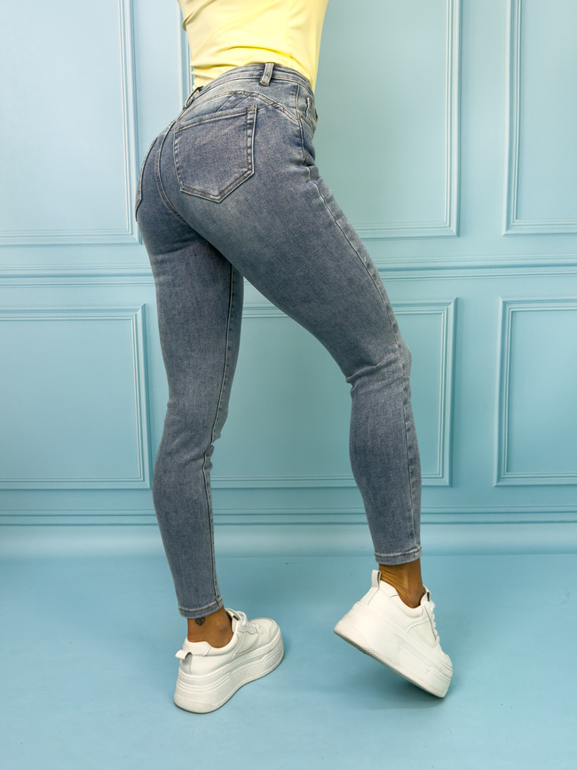SPODNIE JEANSOWE SKINNY PUSH UP- NIEBIESKIE