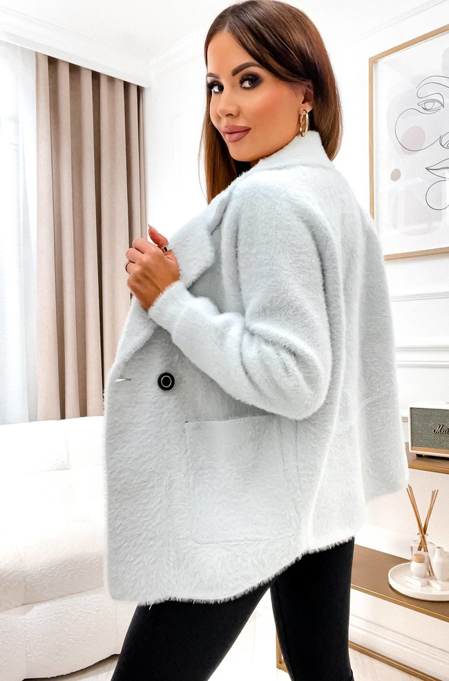 KURTKA WEŁNIANA ALPAKA KRÓTKA- SZARA