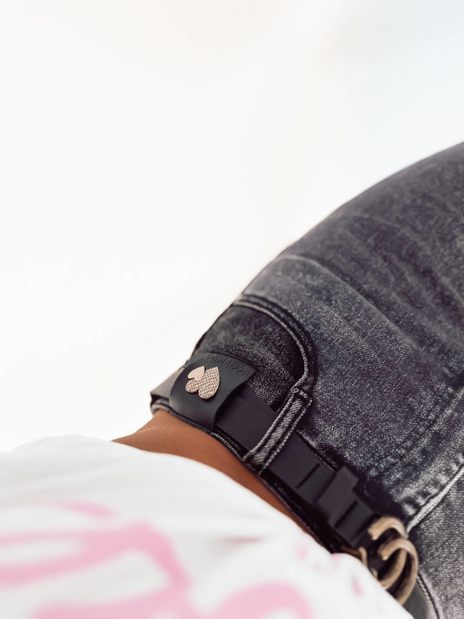 SPODNIE CZARNE Z WYSOKIM STANEM + PASEK